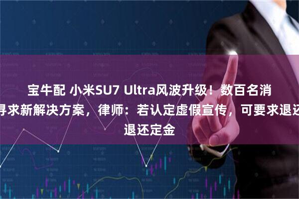 宝牛配 小米SU7 Ultra风波升级！数百名消费者寻求新解决方案，律师：若认定虚假宣传，可要求退还定金